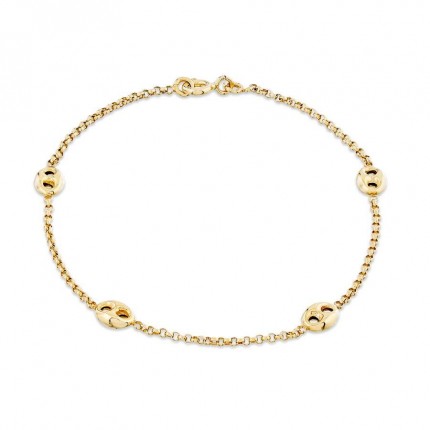 Pulseira em ouro amarelo 9K com calabrotes de 18CM