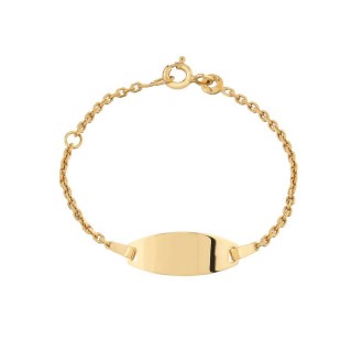 Pulseira em ouro amarelo 9K placa redonda identificadora de 13 cm