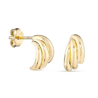 Pendientes bañados en oro 1/2 Pendientes de aro con 3 tiras