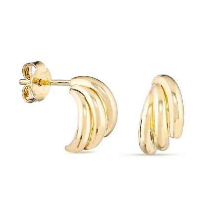Pendientes bañados en oro 1/2 Pendientes de aro con 3 tiras