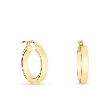 Pendientes de aro bañados en oro ondulados 2X2MM de 20MM