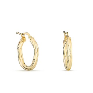 Pendientes de aro bañados en oro retorcidos 15MM X 3MM