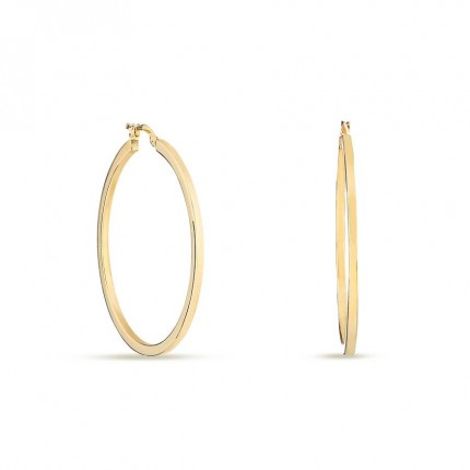 Pendientes de aro bañados en oro cuadrados 2X2MM de 35MM
