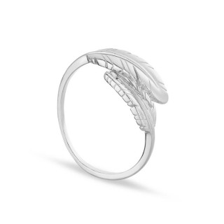 Anillo de plata abierto con plumas