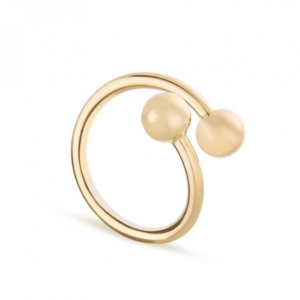Anillo bañado en oro abierto con 2 bolas