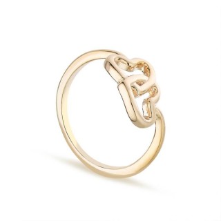 Anillo bañado en oro con corazones unidos
