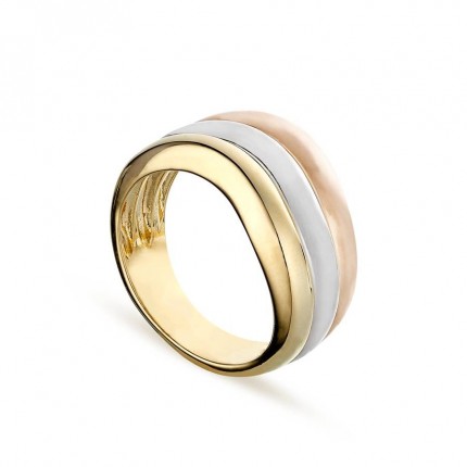 Anillo oro bañado en oro tricolor 3 aros