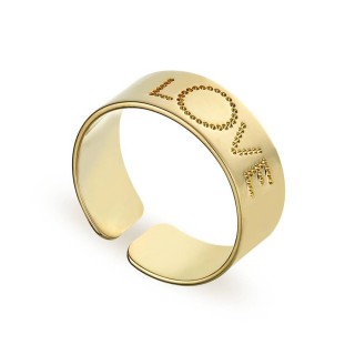 Anillo bañado en oro "LOVE" dorado