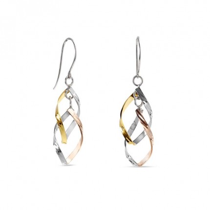 Brincos em prata com design de caracol tricolor