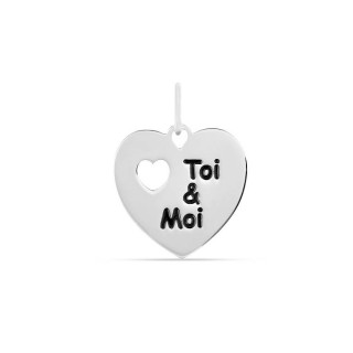 Pendente de coração em prata "Toi & Moi"
