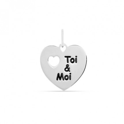 Pendente de coração em prata "Toi & Moi"