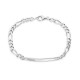 Pulseira "lembra-te de mim" com malha figaro em prata 1+3 com pendente central