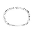 Pulsera No me Olvides con malla figaro alternada 1+3 de plata con colgante central