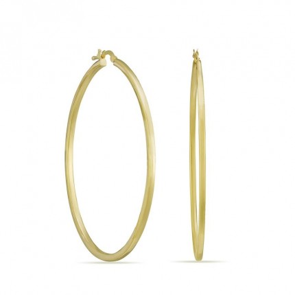 Pendientes de aro bañado en oro tubo dorados 45 mm