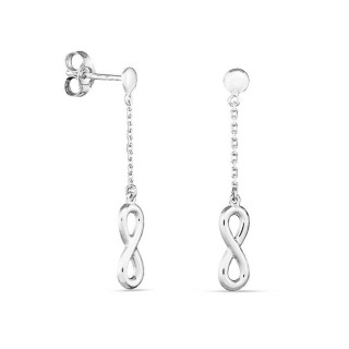 Pendientes de oro blanco de 9K símbolo infinito colgante