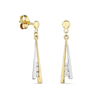 Pendientes de oro amarillo 9K triángulo con circonitas