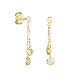 Pendientes de oro amarillo 9K cadenas y chatones colgantes