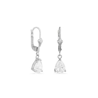 Pendientes de oro blanco de 9K con circonita colgante gota