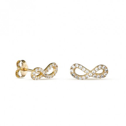 Brinco em ouro amarelo 9K símbolo do infinito e zircónias