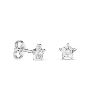 Brincos em ouro branco 18K com estrela de zircónia