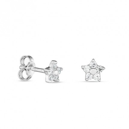Brincos em ouro branco 18K com estrela de zircónia