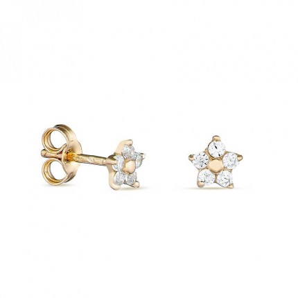 Pendientes de oro amarillo de 18K con forma de estrella con circonitas