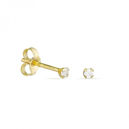 Brincos em ouro amarelo 18K com zircónia 2 mm