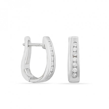 Brincos em ouro branco 18K com diamantes de 0.15 ct