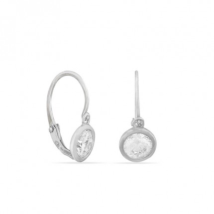 Pendientes brisure de oro blanco de 18K con circonita en chatón