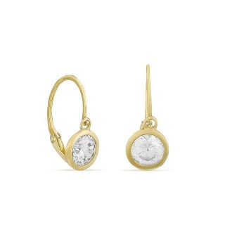 Brincos brisure em ouro amarelo 18K com zircónia chaton