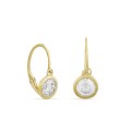 Brincos brisure em ouro amarelo 18K com zircónia chaton