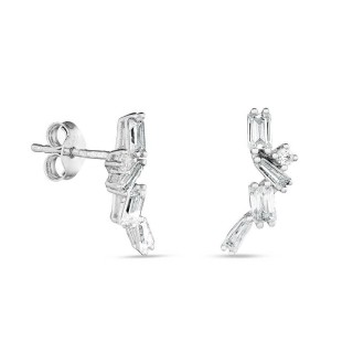 Pendientes de oro blanco de 18K barras con 10 circonitas