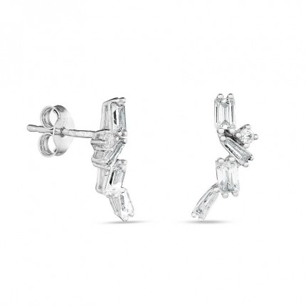 Pendientes de oro blanco de 18K barras con 10 circonitas