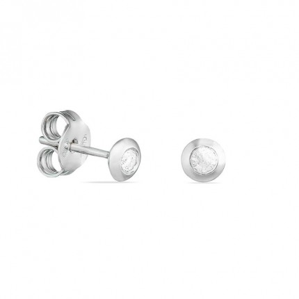 Pendientes de oro blanco de 18K diamante en chatón 0.08 ct