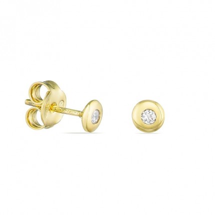 Pendientes de oro amarillo de 18K diamante en chatón 0.08 ct