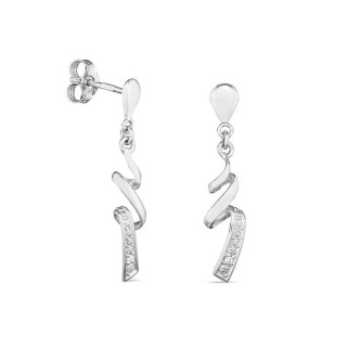 Pendientes de oro blanco de 18K espiral con diamantes