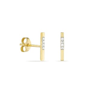Pendientes de oro de 18K barras bicolor con diamantes