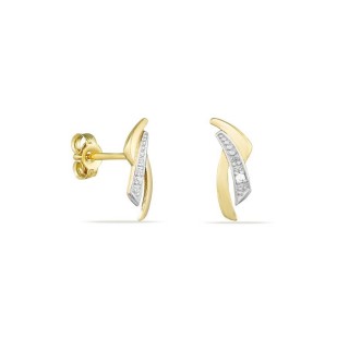 Pendientes de oro de 18K diseño barras con diamantes 0.01 ct