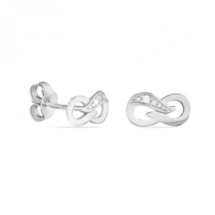 Pendientes de oro blanco 18K símbolo infinito con diamantes