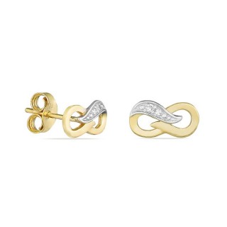 Brincos de símbolo infinito em ouro amarelo 18K diamantes