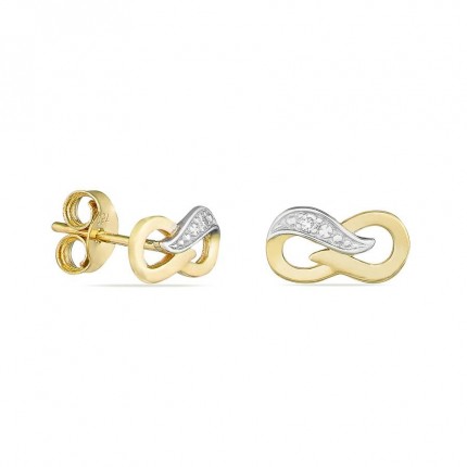 Pendientes de oro amarillo 18K símbolo infinito diamantes