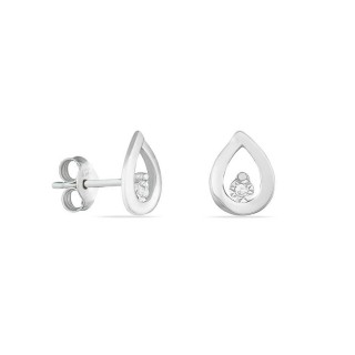 Pendientes de oro blanco 18K diseño gota diamante patille