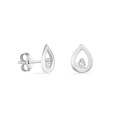 Brincos em ouro branco 18K design de gota em forma de diamante e patilha