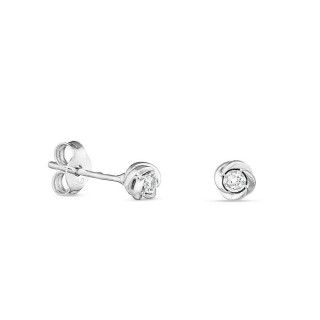 Pendientes de oro blanco de 18K diseño nudo con diamante