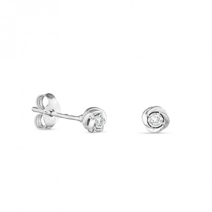 Pendientes de oro blanco de 18K diseño nudo con diamante