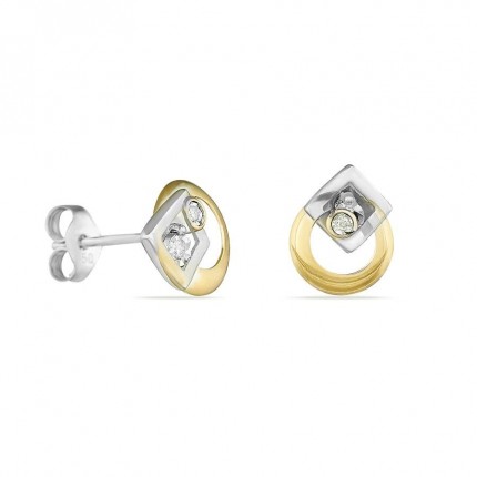 Pendientes de oro blanco de 18K rombo abierto con diamante