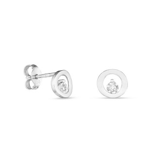 Pendientes de oro blanco de 18K círculos con diamante