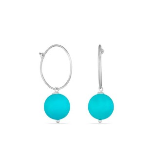Pendientes aro de plata colgante turquesa