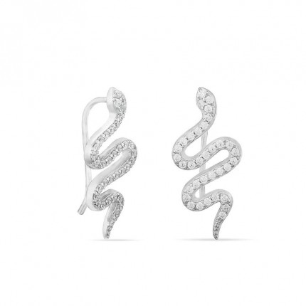Brincos em prata cobras com zircónias