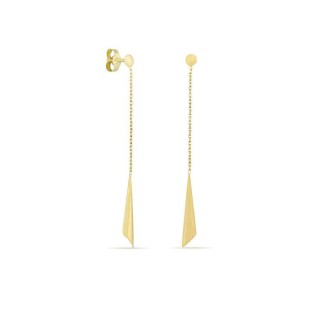 Pendientes de oro amarillo 18K cadenas y conos dorados